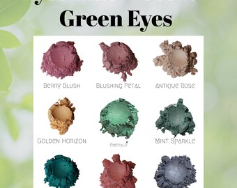 Vegan Mineral Eyeshadow Set For Green Eyes - Natural Eyeshadow Samples - Cruelty Free, Zero Waste, Eco Friendly Gift