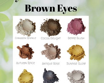 Vegan Mineral Eyeshadow Set For Brown Eyes - Natural Eyeshadow Samples - Cruelty Free, Zero Waste, Eco Friendly Gift