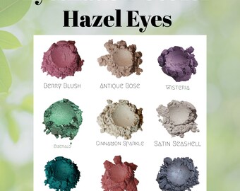 Vegan Mineral Eyeshadow Set For Hazel Eyes - Natural Eyeshadow Samples - Cruelty Free, Zero Waste, Eco Friendly Gift