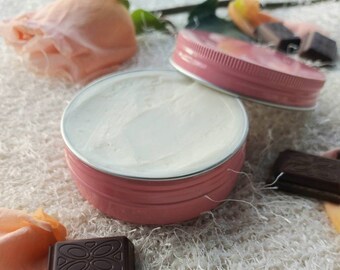 Hand Whipped Shea Body Butter - Roses and Chocolate - Cruelty Free, Zero Waste, Eco Friendly - Natural Skin Care