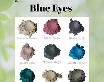 Vegan Mineral Eyeshadow Set For Blue Eyes - Natural Eyeshadow Samples - Cruelty Free, Zero Waste, Eco Friendly Gift