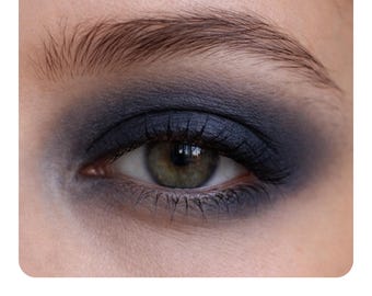 Vegan Eyeshadow Matte Dark Navy Blue Natural Eyeliner and Eye Shadow - Minimalist Cosmetics "Midnight Ink"