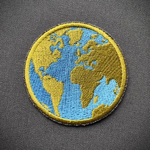 Écusson ~ Planète ~ Terre ~ Applique ~ Velcro ~ Écusson ~ Panneau ~ Broderie ~ Bio
