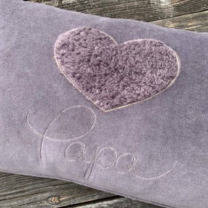 Almohada de peluche orgánica ~ Papá ~ con corazón de peluche ~ apliques ~ algodón Nicky ~ ¡un gran regalo! ~de la mano al corazón~