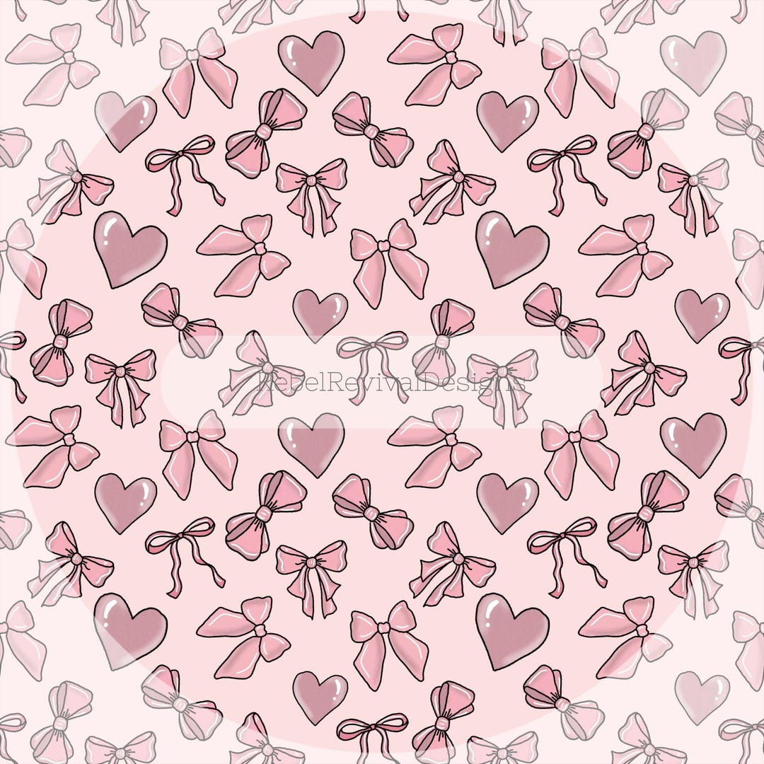 Pink Bow Coquette Hand Drawn Seamless File PNG Repeating Pattern ...