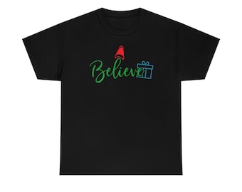 Christmas Believe Black T Shirt
