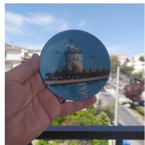 Greek Tin Vintage from 70&#39;s from Greece Αttraction White Tower of Thessaloniki Wall Hanging Decor made in Greece