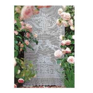 Filet Dentelle Crochet Motif pour Rideaux Shabby Chic Décor Décoration Décoration Numérique Fichier Années 1970