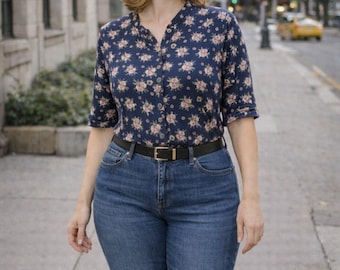 Floral Button Down 90's Shirt Women's High Quality Blouse Vintage Blouse large Size