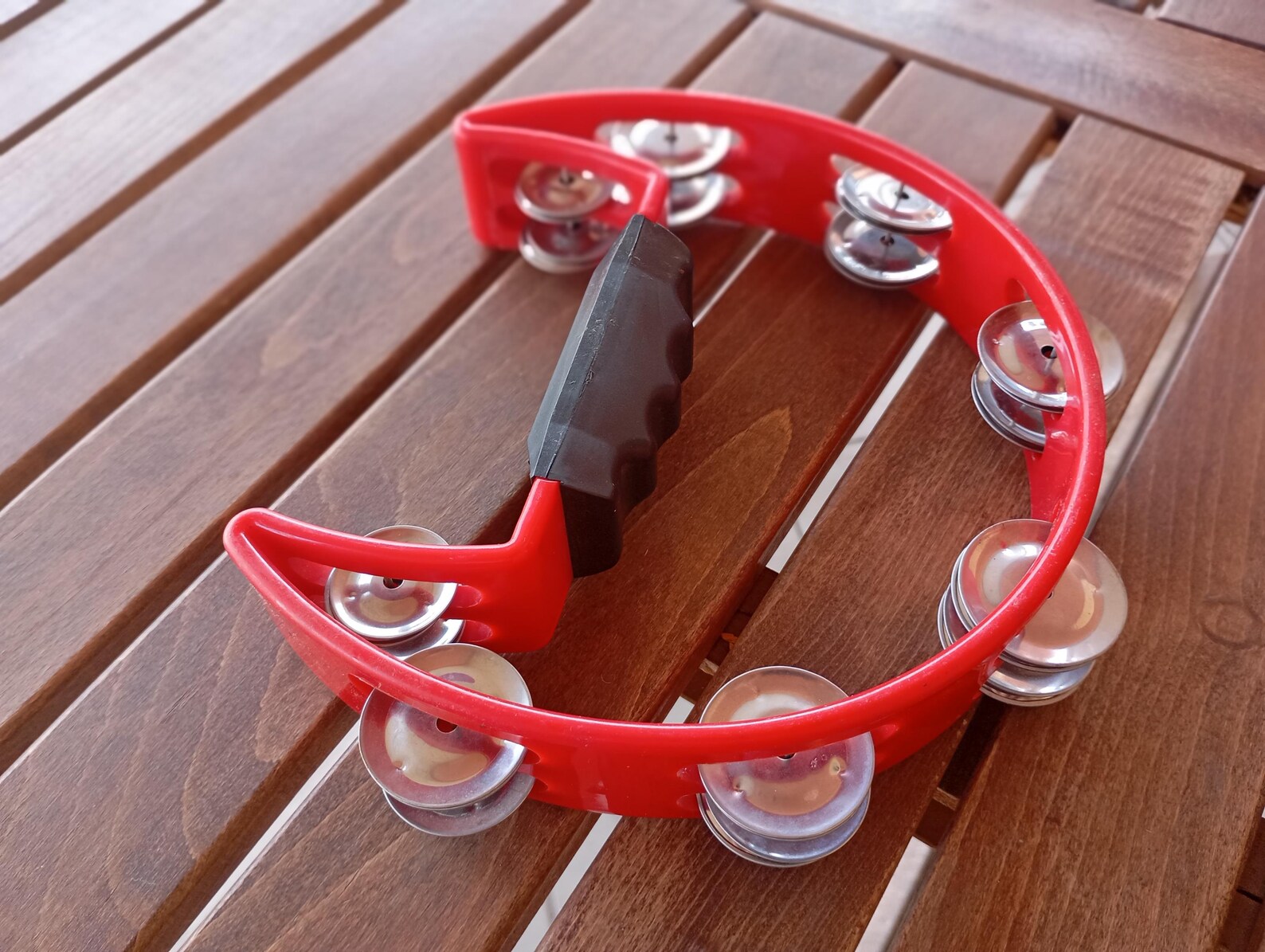 Vintage 1990s Easttop Red Tambourine – Half Moon Handheld Percussion ...