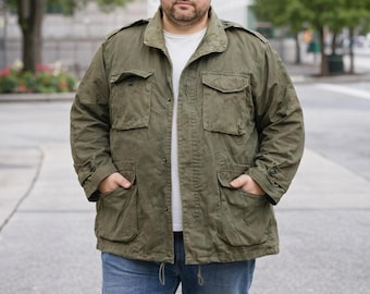 Vintage Greek Army Khaki Military Jacket, Flap Pockets