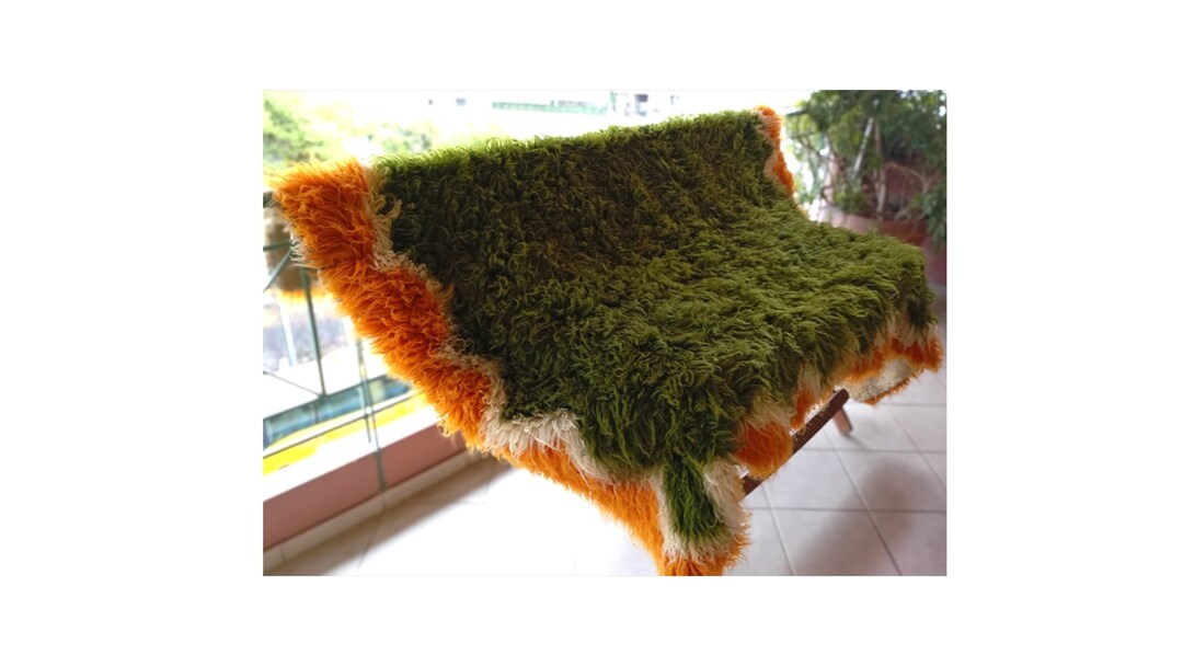 Greek 90's Woven Vintage Flokati Woolen Organic Area Rug Original ...