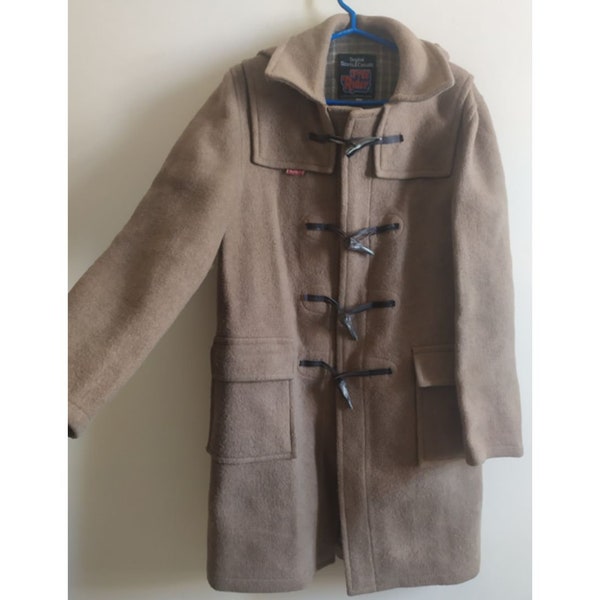 Duffle-coat laineux marron Gloverall doublure tartan Montgomery veste d'hiver des années 80 pour hommes, femmes, vêtements vintage des années 80, taille moyenne