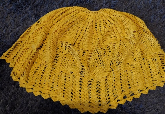 Greek Vintage 70's Yellow Crochet Poncho Cotton H… - image 4
