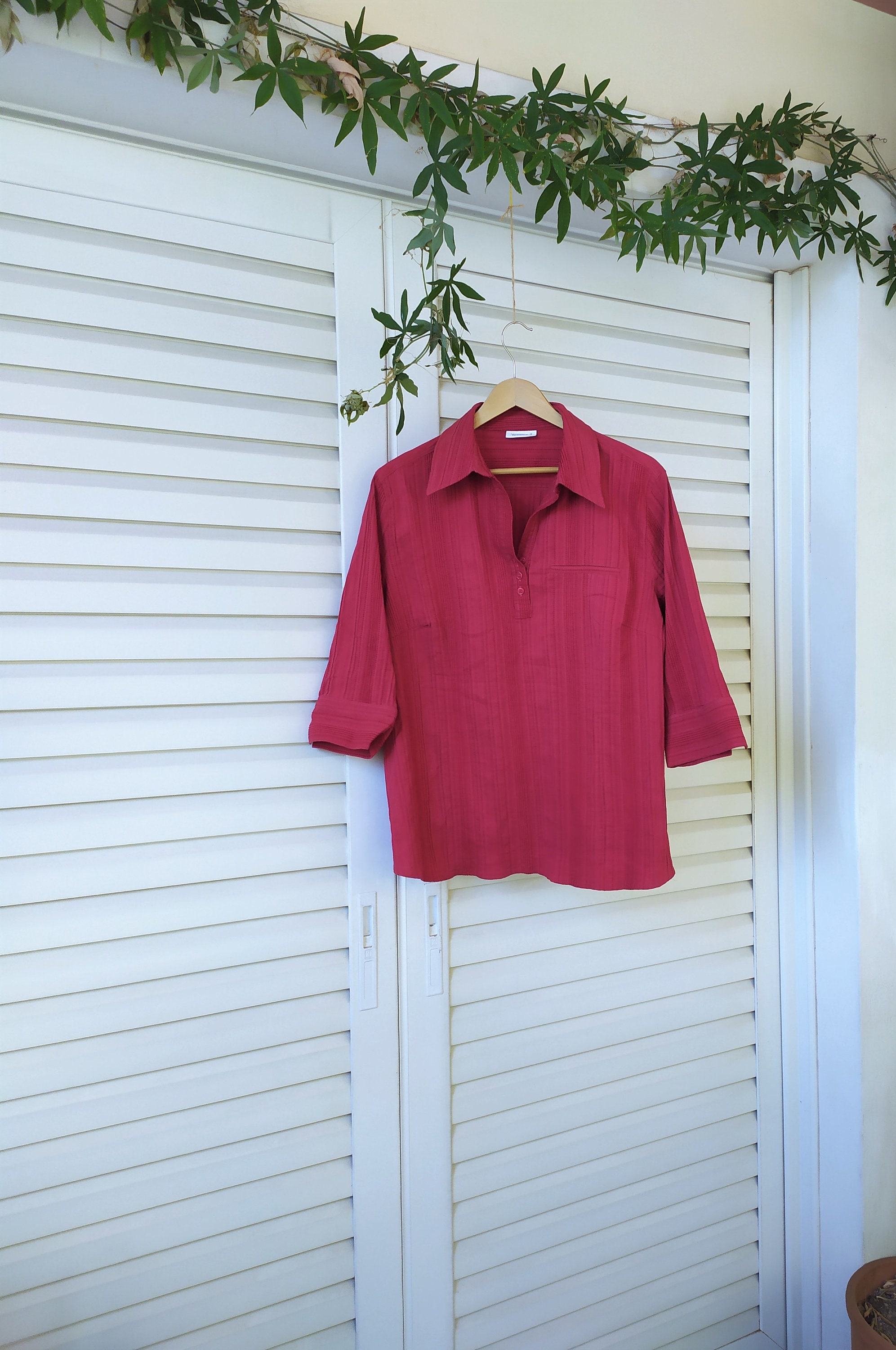Dark Red Blouse Vintage 00s With Half 