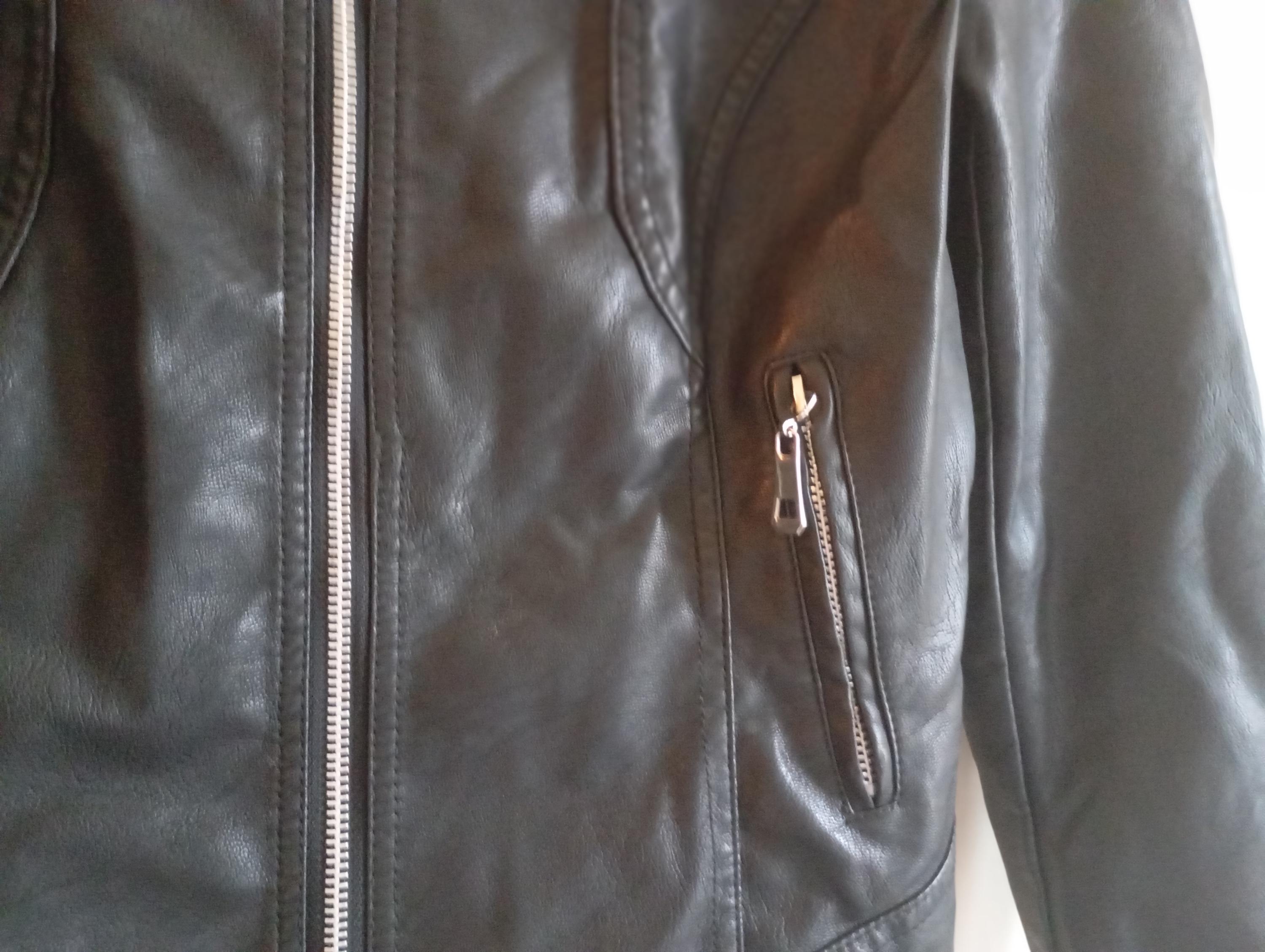 Y2K 00s Women's Faux Leather Jacket Black | Zipper & Pockets