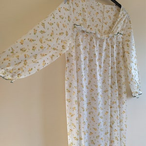 From Nylon Long Nightgown With Half Sleeve in Floral Design - Etsy