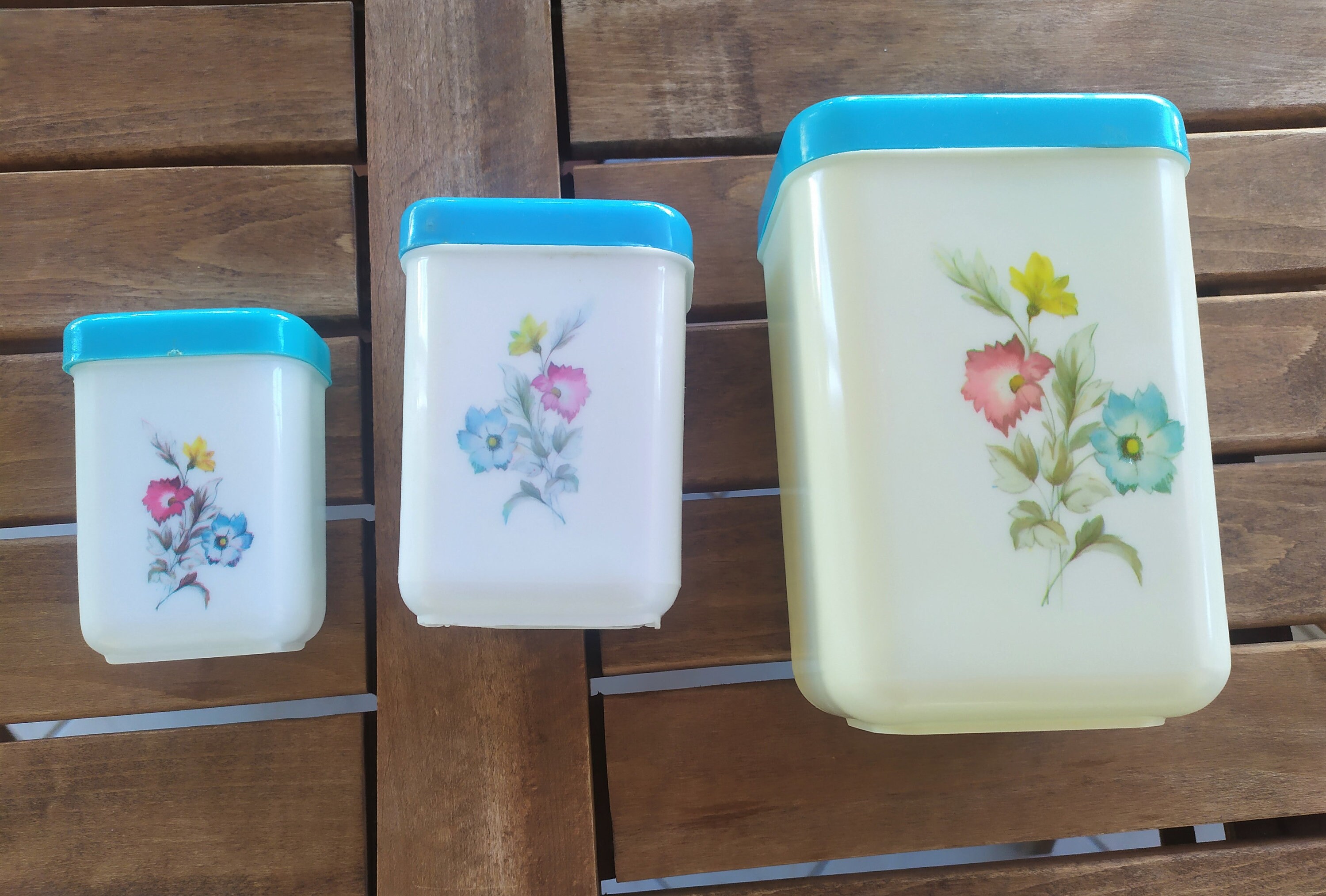 Vintage Canister Set, Set of 3 Clear Plastic Storage Containers With M –  Funkyhouse Vintage