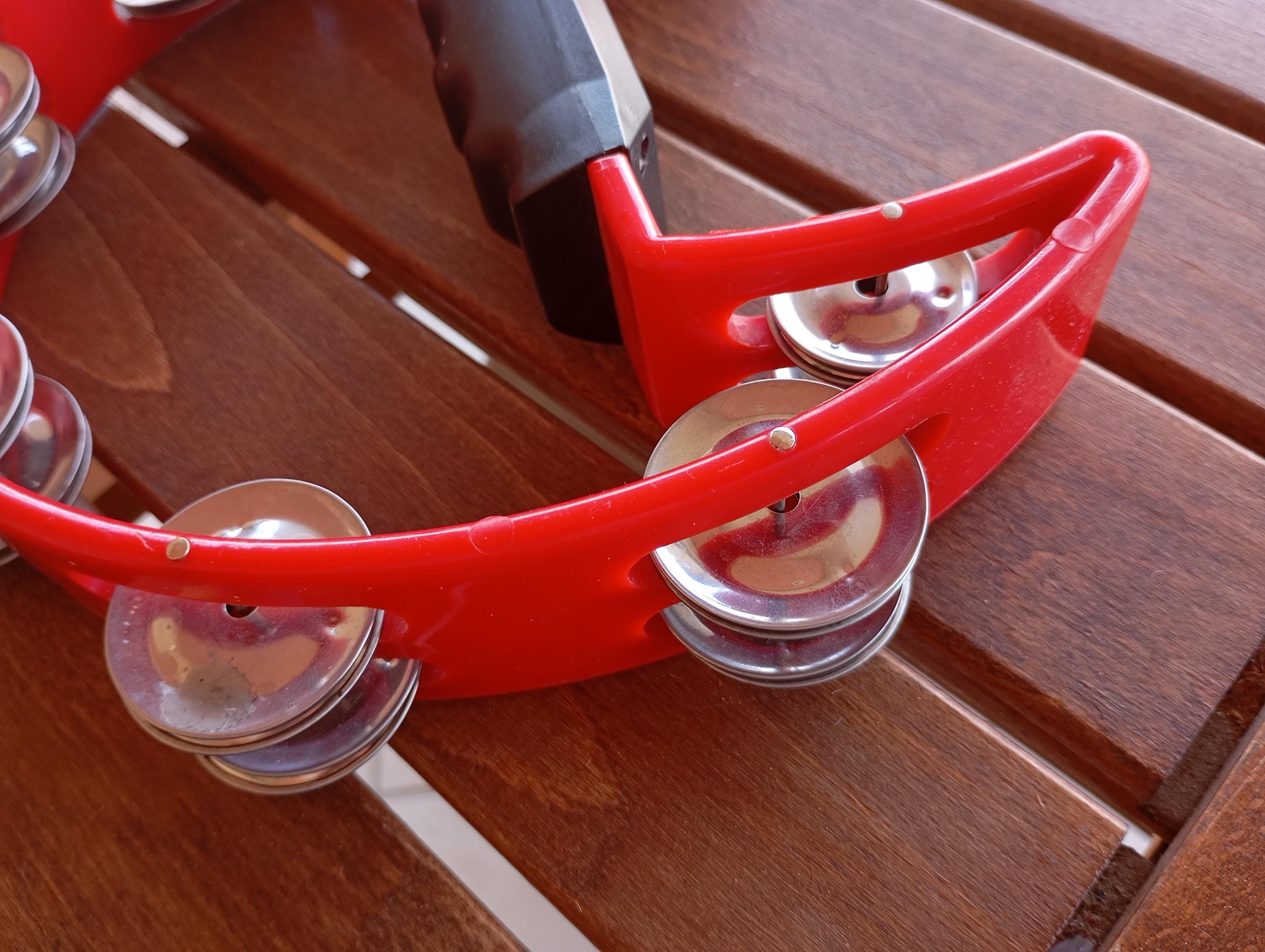 Vintage Easttop Red Tambourine – Half Moon Percussion, 1990s Retro ...