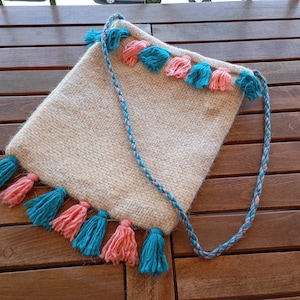 Greek Woven Tagari Bag Decorative Touristic Traditional Shoulder Bag Vintage Handbags  00's Made in Greece