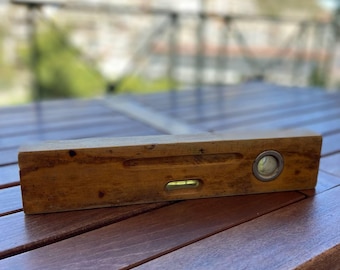 Greek from 70's Vintage Wooden Spirit Level Wooden Torpedo level Collectible  Building Tool Made in Greece