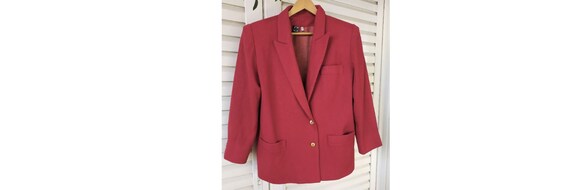 Dark Red Blazer Winter Oversized Boyfriend Vintage