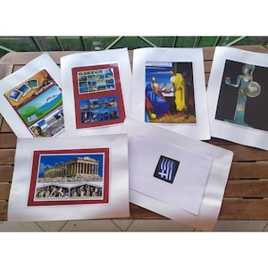 6 Greek Posters Photos Paper Carton Plastic with Ancient Greek Themes Vintage from 00s made in Greece Wall Hangings Home Decor