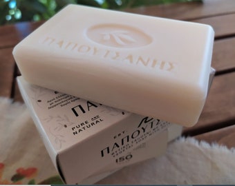 Saponetta all'olio d'oliva greco Papoutsanis Saponetta 125 g Saponetta tradizionale Cosmetici per il corpo ecologici per tutta la famiglia realizzati in Grecia