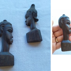 Vintage Handmade Figurine Wooden Statue Miniature Art Decor Carved Small Wall Decor 70&#39;s