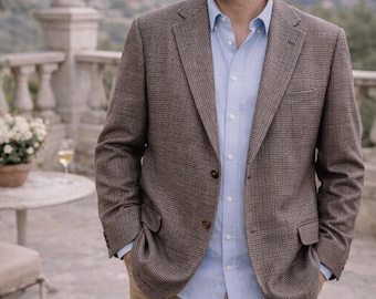 Vintage Plaid Wool Blazer, Men's Classic Suit Coat