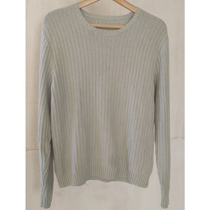 Pull Bleu Blanc Unisexe vintage 00's avec manches longues Pull d’automne Boyfriend Idée cadeau mari Taille Large