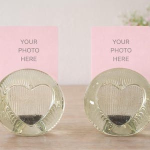 Cadres photo romantiques vintage en verre - Coeurs décoratifs pour bureau ou bibliothèque - Lot de 2