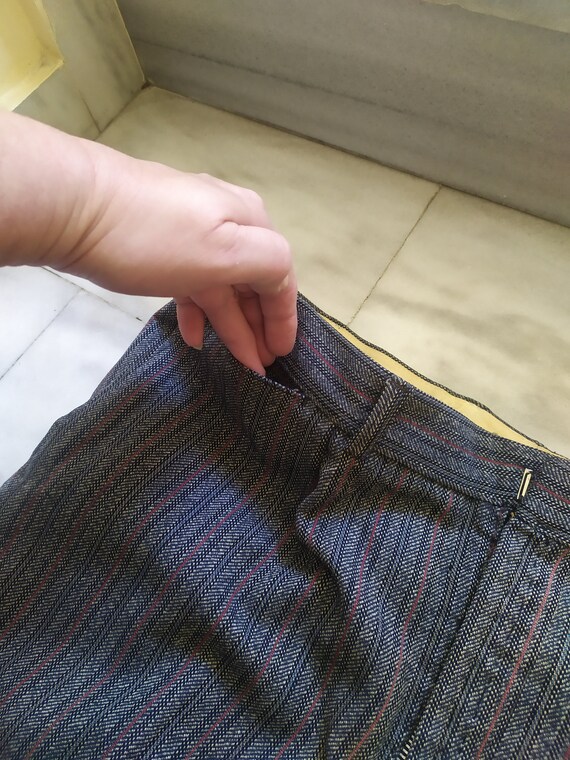 Vintage 90s Wool Striped Trousers - Gray Red Pleated Pants (M) - Etsy