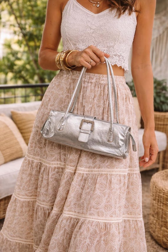 00s Silver Mini Shoulder Bag – Faux Leather Y2K Style Purse - Etsy 