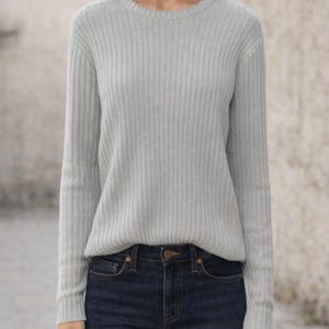 White Blue Sweater Unisex Vintage 00's with Long Sleeves Autumn Jumper Boyfriend Husband gift idea Size Large