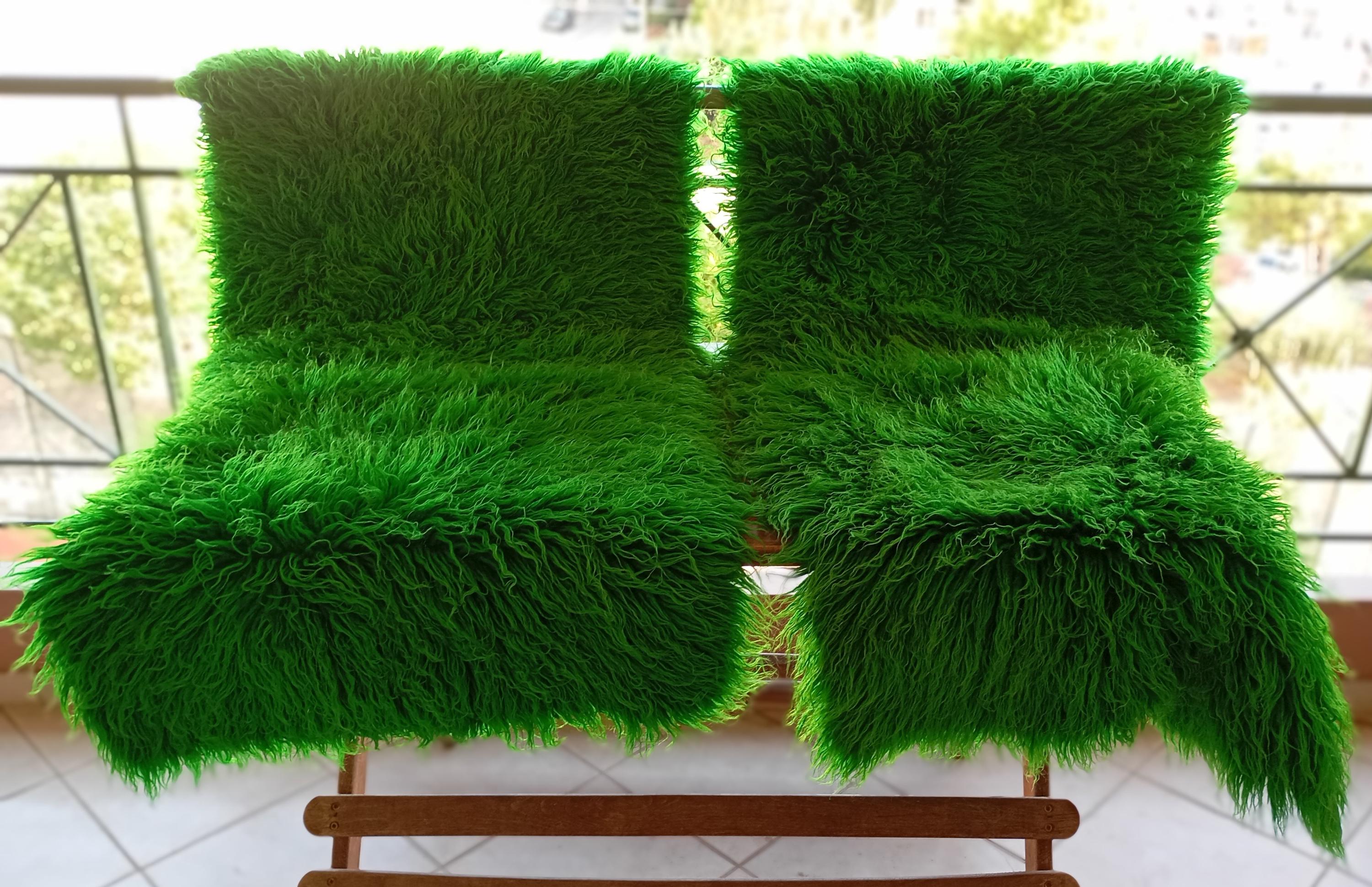 Vintage 80s Green Flokati Wool Runner Rugs, Greek Woven Pair - Etsy