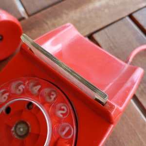 from 70's Landline Phone Red Rotary 1970's Decor Vintage Home Decoration Rotary dial Retro Telephone made in Greece imagem 7