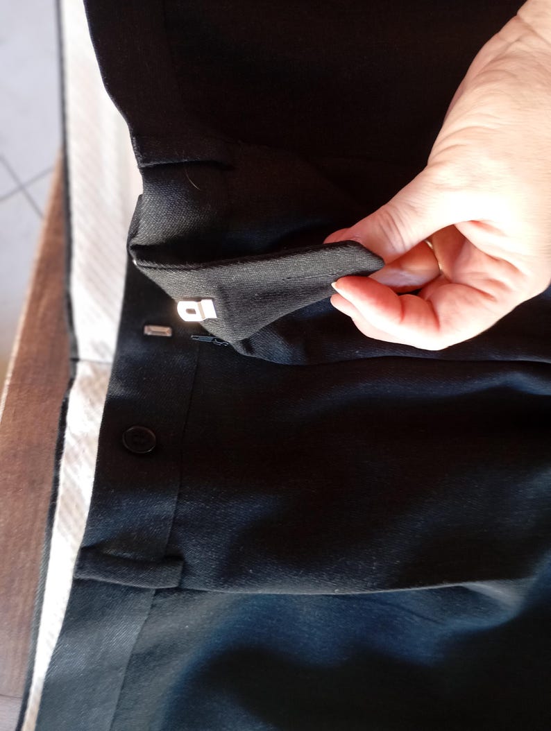 Vintage Greek Men’s Black Wool Trousers, High Waist Classic Fit Pants, Pleated Tailored Dress Pants, 00s Formal Menswear, Size Medium/EU 54 image 13