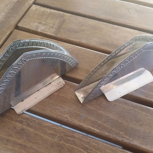 2 Napkin Holders Vintage Silver Metallic Rusty Greek made in Greece Decor 70's