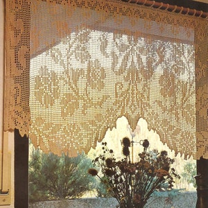 PDF Filet Lace Crochet Pattern for Curtains Home Decoration Digital file 1970&#39;s only pattern,not instruction