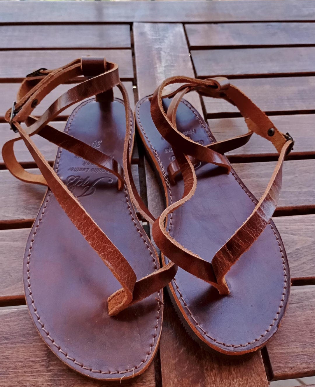 Vintage Authentic Handmade Greek From Genuine Leather Sandals Made in ...