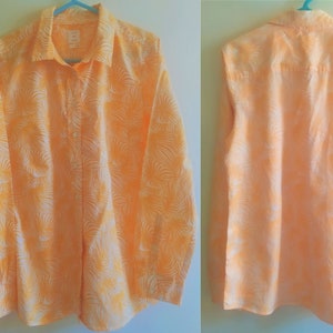 Vintage Neon Orange Shirt: Unused 00&#39;s Cotton Blouse, Retro Women&#39;s Clothing, Large Size