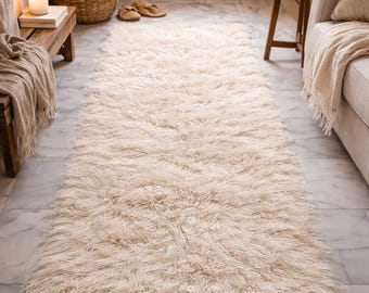 Greek 70's Flokati Wool Rug: Genuine Cypress Green, Traditional