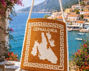 Vintage Greek Woven Tagari Bag 90s Kefalonia Folk Tote Unused