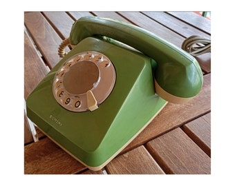 Téléphone fixe Siemens des années 80, vert Rotary des années 80, décoration vintage, décoration de la maison, téléphone rétro à cadran rotatif fabriqué en Allemagne