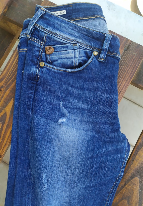 00 s Low Rise Skinny Denim Jeans Small Size Vintage Staff Brand