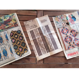 Lot 3 Griekse Vintage Borduurwerk Journal 60's 70's Craft Supplies Patronen Sampler Naaien Cross Stitch Patroon Cross Stitch Chart Ornament