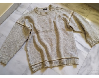 Sweater Unisex Vintage 00's Gray Knitting Winter Autumn Jumper Boyfriend Husband Men's Clothing gift idea Large Size