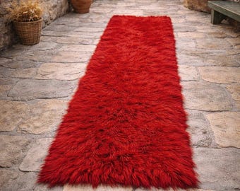 Greek 70's Flokati Wool Rug: Genuine Cypress Green, Traditional