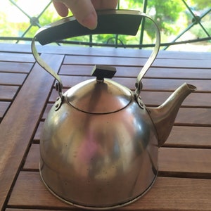 Retro Rustic 60&#39;s Pewter Teapot - Vintage Kitchen Decor, Farmhouse Collectible